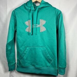 Under Armour hoodie Womens Size Small teal hood pocket long sleeve logo